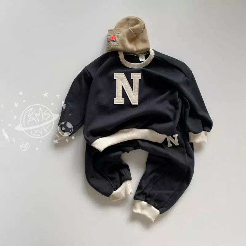 Nams - Korean Children Fashion - #Kfashion4kids - N Embrodiery Top Bottom Set - 7