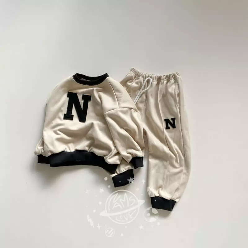 Nams - Korean Children Fashion - #designkidswear - N Embrodiery Top Bottom Set