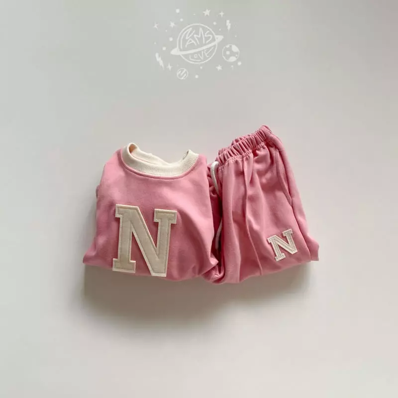 Nams - Korean Children Fashion - #kidsstore - N Embrodiery Top Bottom Set - 5