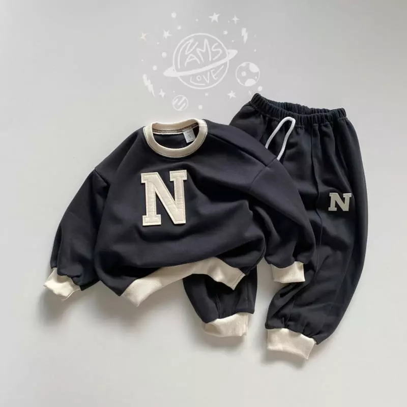 Nams - Korean Children Fashion - #kidzfashiontrend - N Embrodiery Top Bottom Set - 6