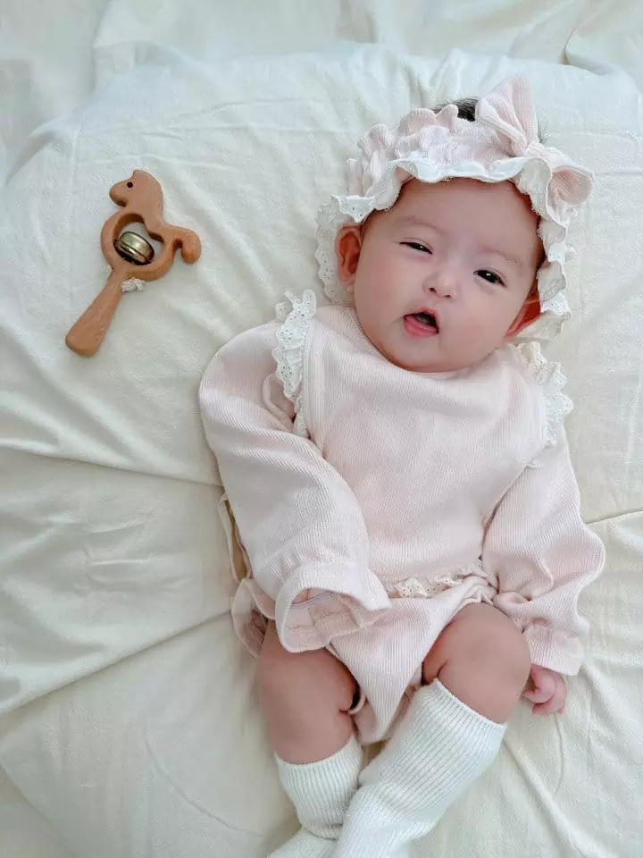 Neneru - Korean Baby Fashion - #babywear - Luda Bodysuit with Bib Hat Flower - 3
