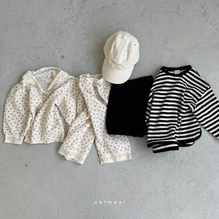 Oatmeal - Korean Children Fashion - #designkidswear - Mollma Waffle Top Bottom Set - 9