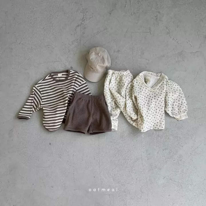 Oatmeal - Korean Children Fashion - #discoveringself - Mollma Waffle Top Bottom Set - 10