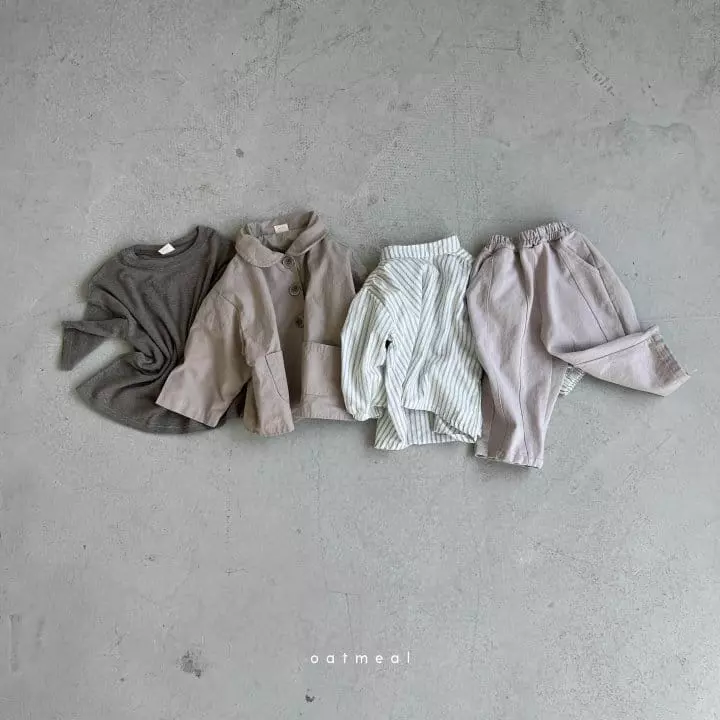 Oatmeal - Korean Children Fashion - #kidsshorts - Bake Round Tee - 6