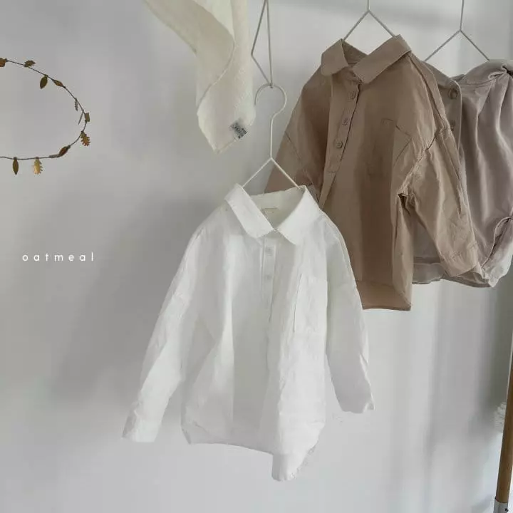 Oatmeal - Korean Children Fashion - #kidsstore - Ember Henry Neck Blouse - 11