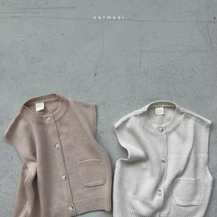 Oatmeal - Korean Children Fashion - #littlefashionista - Ov Knit Cardigan