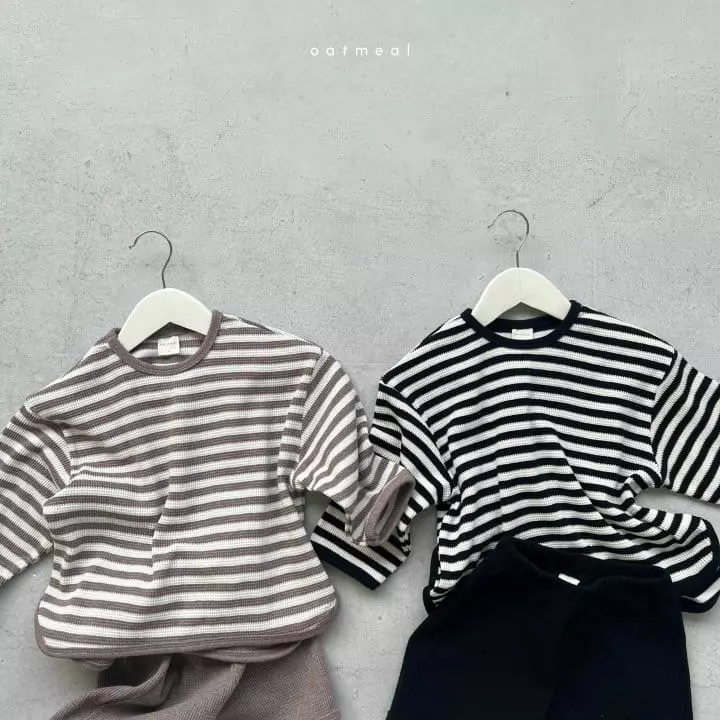 Oatmeal - Korean Children Fashion - #magicofchildhood - Mollma Waffle Top Bottom Set