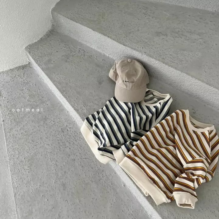 Oatmeal - Korean Children Fashion - #minifashionista - Tone Stripes Sweatshirt - 7