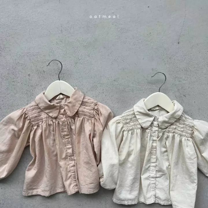 Oatmeal - Korean Children Fashion - #todddlerfashion - Dana Smocked Blouse