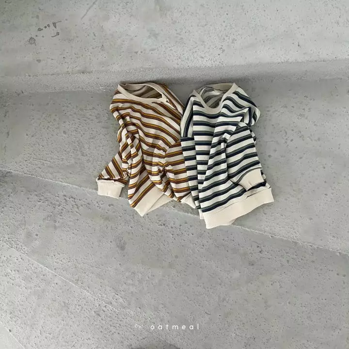 Oatmeal - Korean Children Fashion - #todddlerfashion - Tone Stripes Sweatshirt - 9