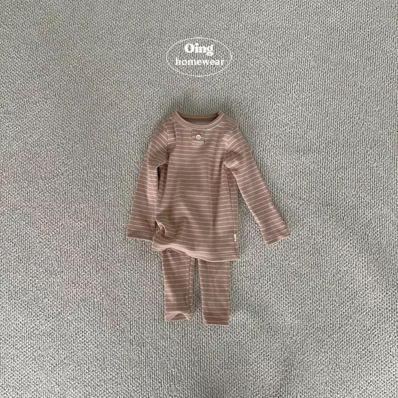 Oing - Korean Children Fashion - #childrensboutique - Stripes Pink Top Bottom Set - 4