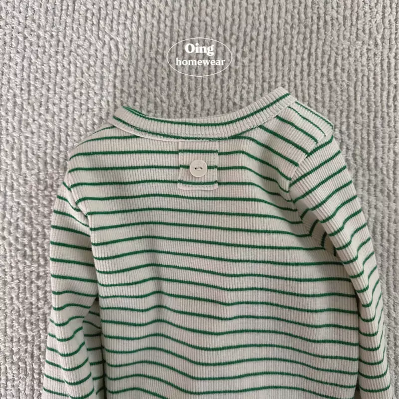 Oing - Korean Children Fashion - #discoveringself - Stripes Pink Top Bottom Set - 5