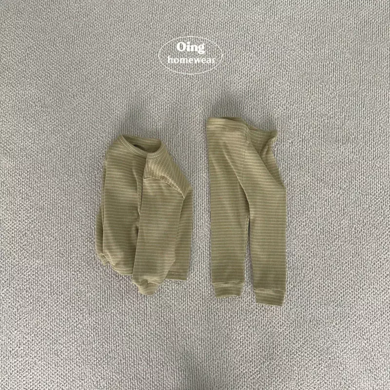 Oing - Korean Children Fashion - #minifashionista - Stripes Top Bottom Set - 2