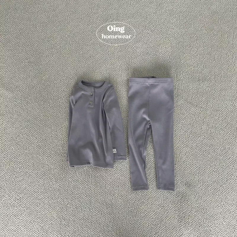 Oing - Korean Children Fashion - #toddlerclothing - Rib Button Top Bottom Set