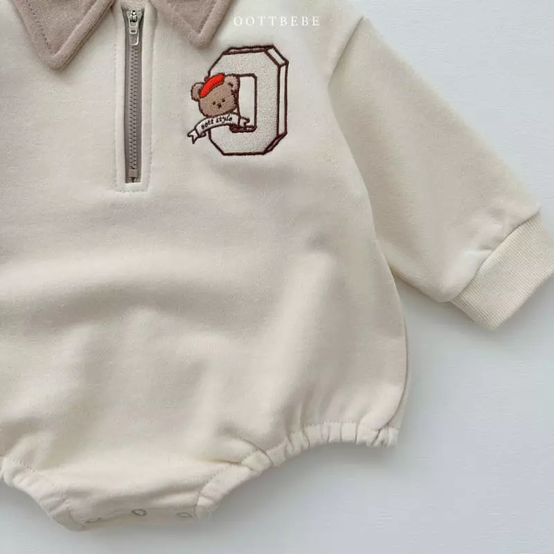 Oott Bebe - Korean Baby Fashion - #babyboutique - O Bear Collar Bodysuit - 5