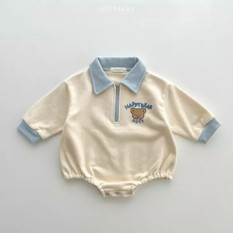 Oott Bebe - Korean Baby Fashion - #babyboutiqueclothing - Happy Bear Collar Bodysuit