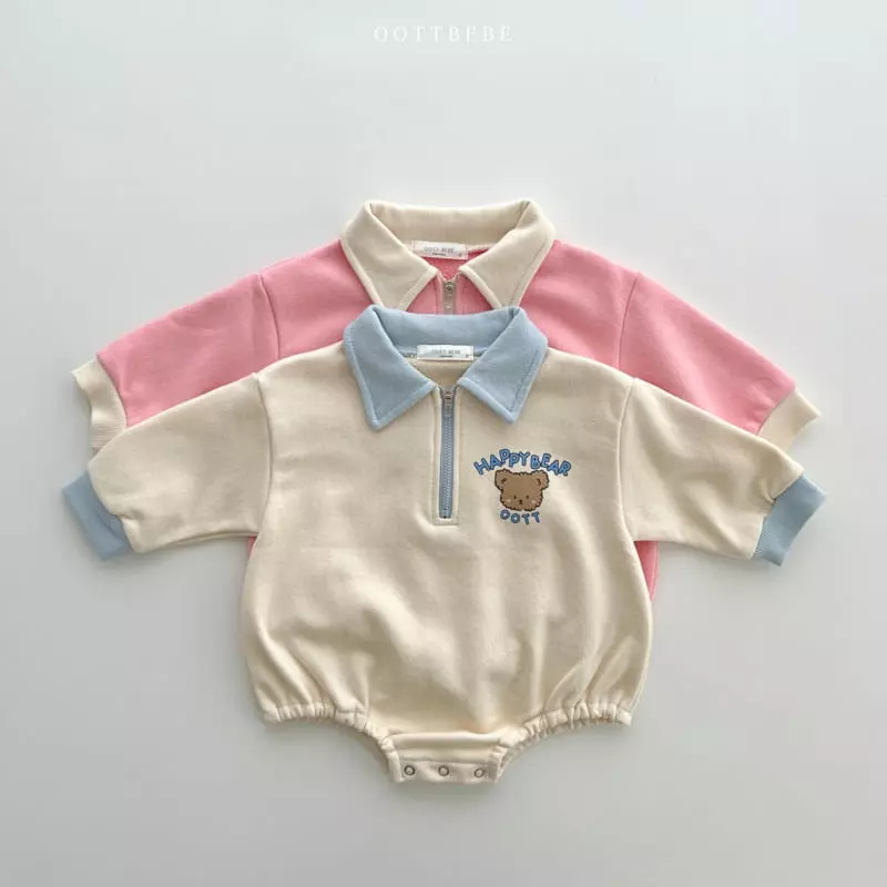 Oott Bebe - Korean Baby Fashion - #babyoninstagram - Happy Bear Collar Bodysuit - 7