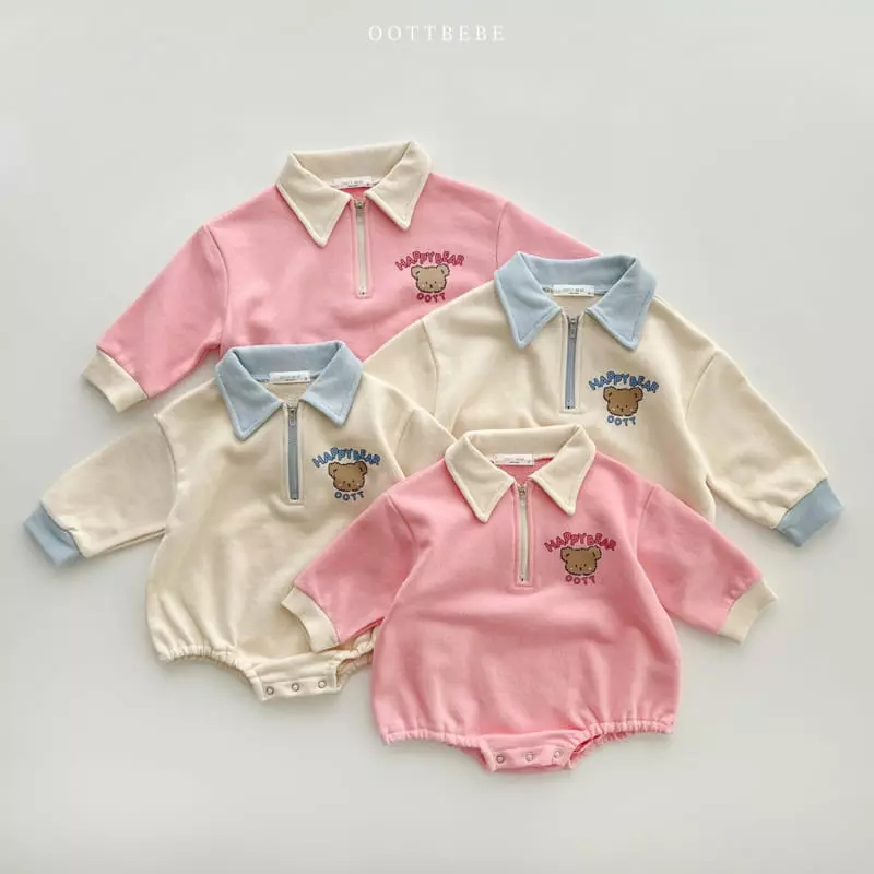Oott Bebe - Korean Baby Fashion - #babyoutfit - Happy Bear Collar Bodysuit - 10