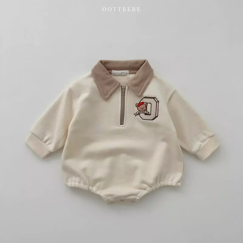 Oott Bebe - Korean Baby Fashion - #babywear - O Bear Collar Bodysuit