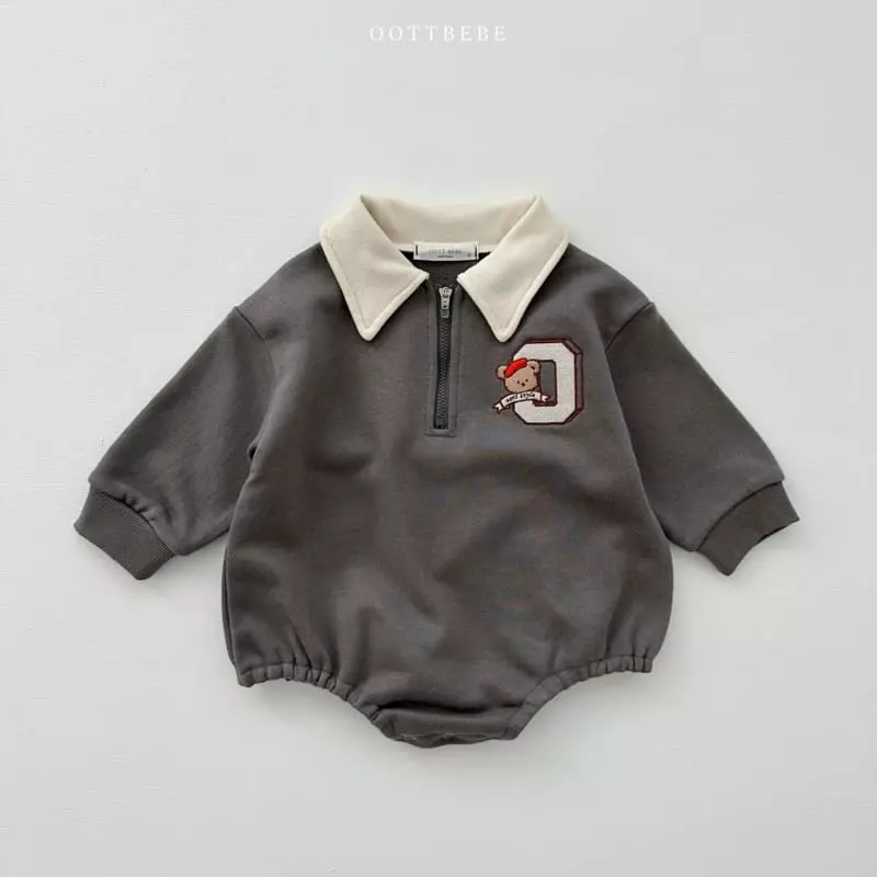 Oott Bebe - Korean Baby Fashion - #onlinebabyboutique - O Bear Collar Bodysuit - 2