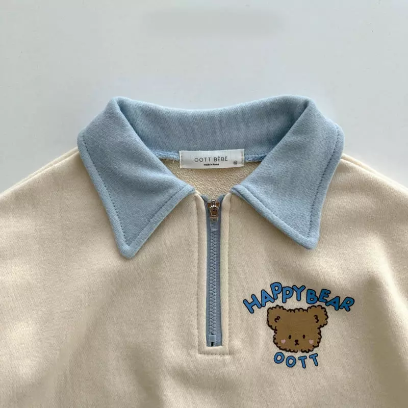 Oott Bebe - Korean Children Fashion - #kidzfashiontrend - Happy Bear Collar Sweatshirt - 8