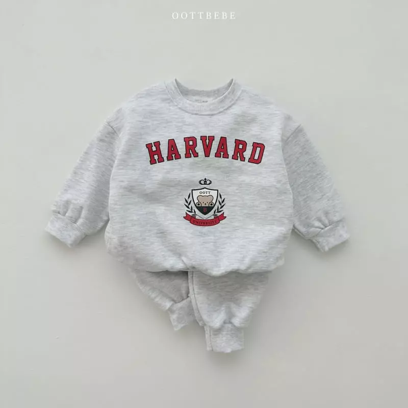 Oott Bebe - Korean Children Fashion - #kidzfashiontrend - Havard Bear Top Bottom Set