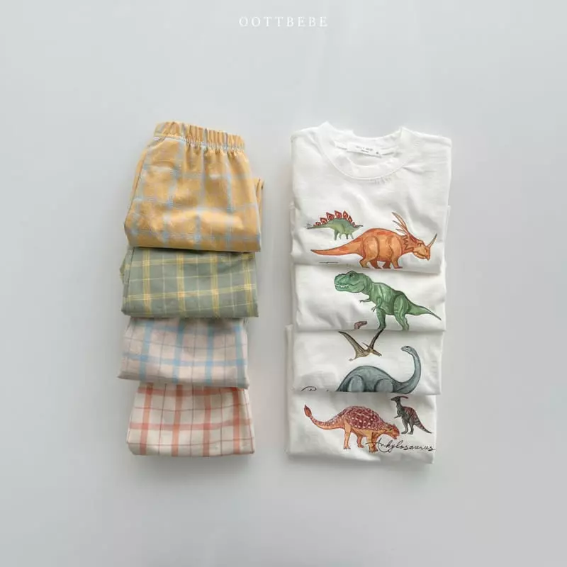 Oott Bebe - Korean Children Fashion - #magicofchildhood - Dino Check Pants - 6