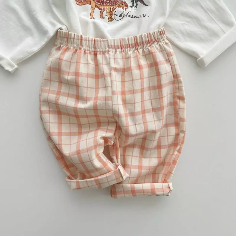 Oott Bebe - Korean Children Fashion - #toddlerclothing - Dino Check Pants - 10