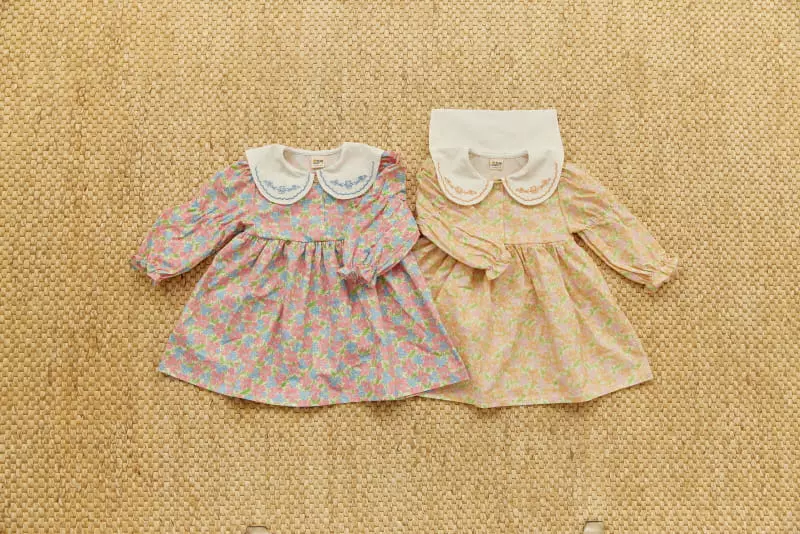 Orange Mom - Korean Children Fashion - #fashionkids - Flower Embrodiery One-piece - 12