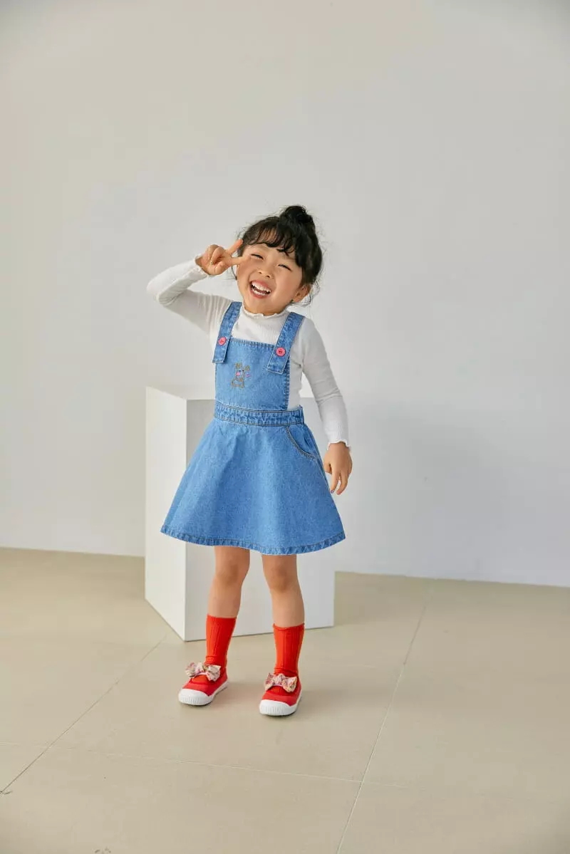 Orange Mom - Korean Children Fashion - #prettylittlegirls - Denim Dungarees - 5