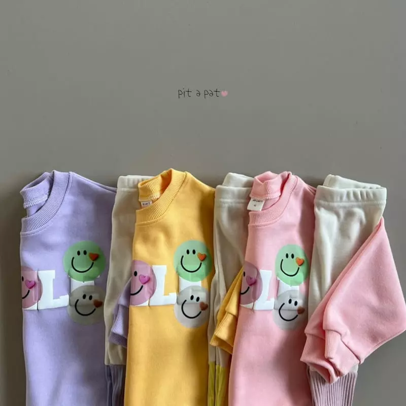Pitapat - Korean Children Fashion - #Kfashion4kids - Smile Leggings Top Bottom Set - 2