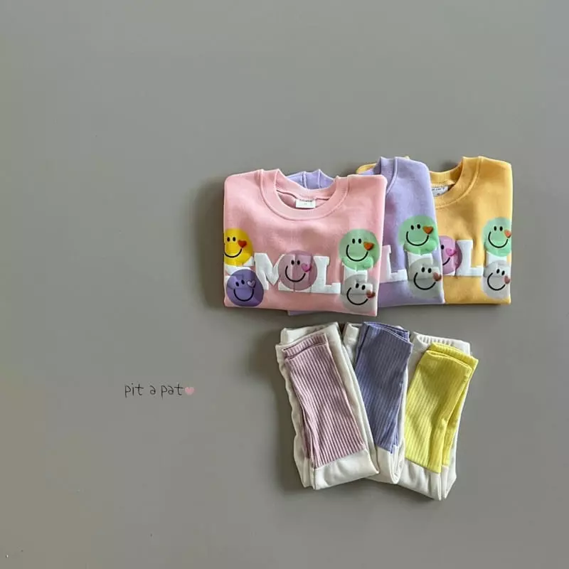 Pitapat - Korean Children Fashion - #prettylittlegirls - Smile Leggings Top Bottom Set - 6