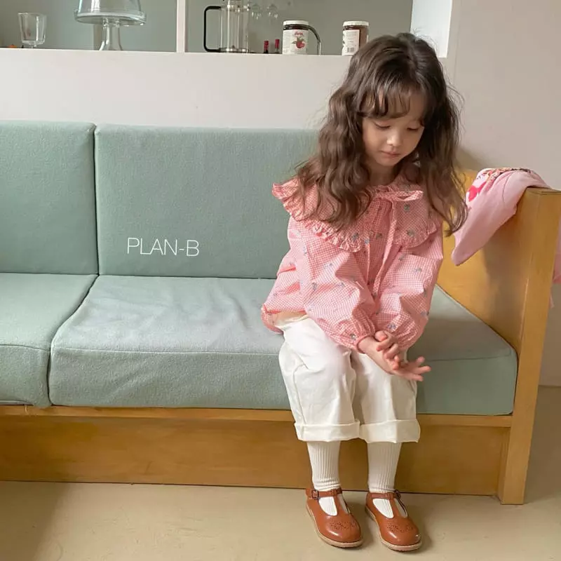 Plan B - Korean Children Fashion - #designkidswear - Flower Check Ribbon Blouse - 10