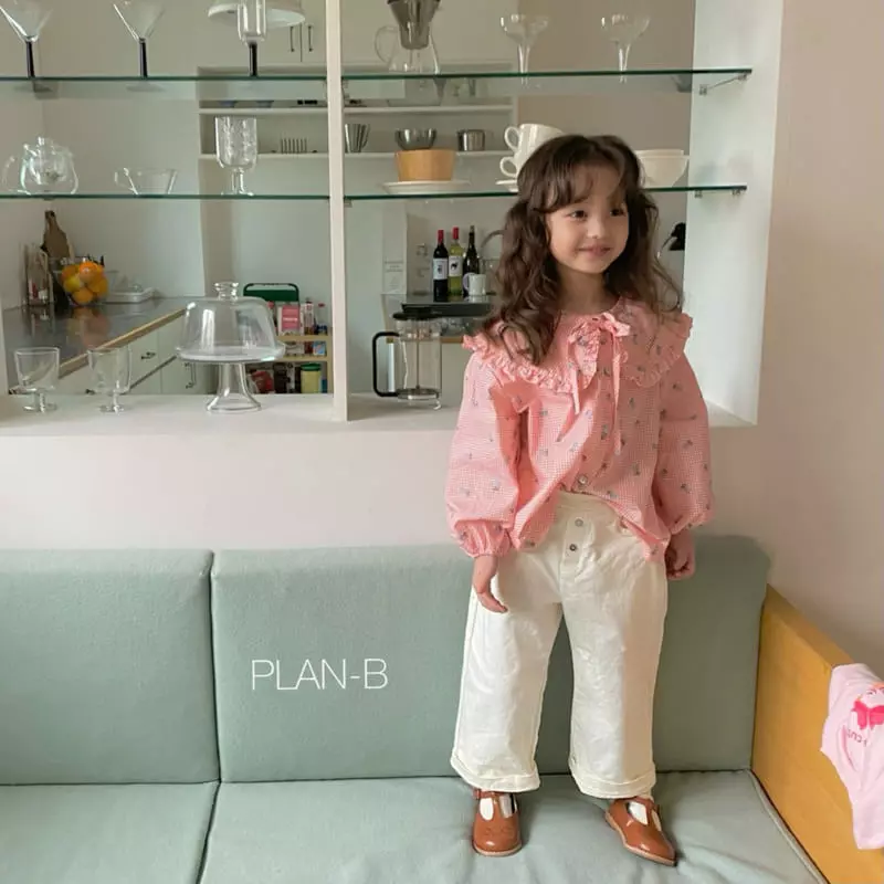 Plan B - Korean Children Fashion - #fashionkids - Flower Check Ribbon Blouse - 12