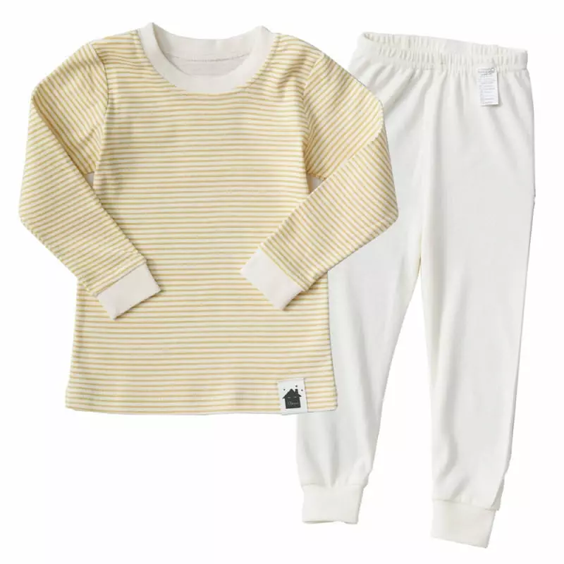 Puco - Korean Children Fashion - #childrensboutique - 30 Fraise Slim Fit Long Chom Stripes Mustard Easywear