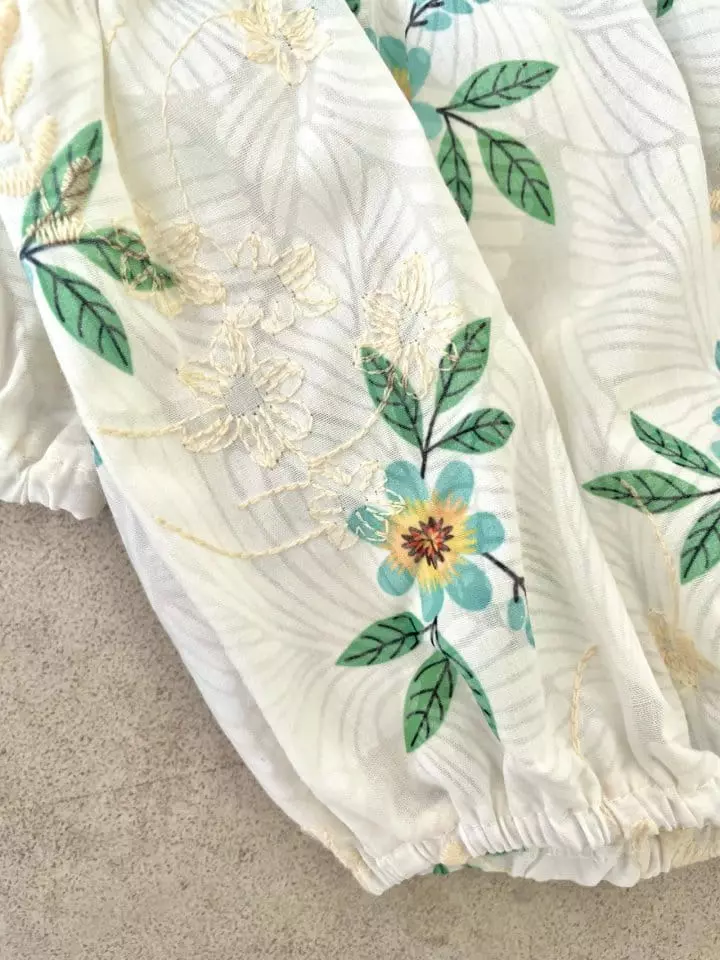 Reve Kid - Korean Baby Fashion - #babyboutiqueclothing - Flower Embrodiery Bodysuit - 5