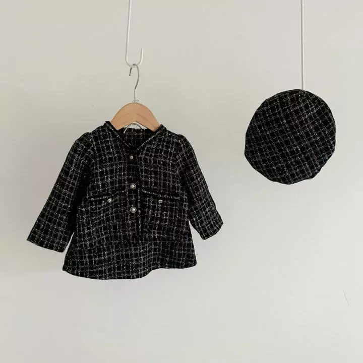 Reve Kid - Korean Baby Fashion - #babyoutfit - Bebe Twid Bloomer Top Bottom Set with Hat - 2