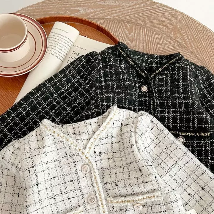 Reve Kid - Korean Baby Fashion - #babyoutfit - Bebe Twid Bloomer Top Bottom Set with Hat - 3