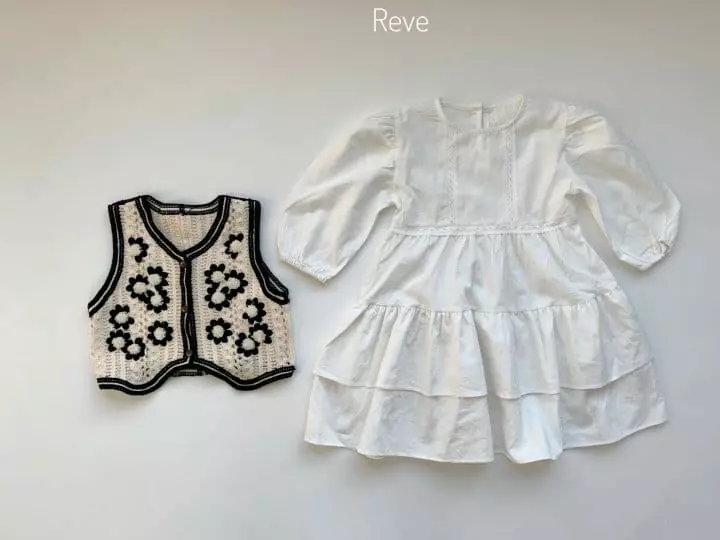 Reve Kid - Korean Children Fashion - #kidsshorts - Flower Knit Vest
