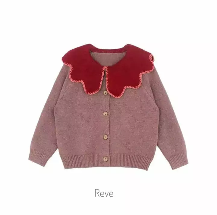 Reve Kid - Korean Children Fashion - #littlefashionista - Wave Collar Knit Cardigan - 3