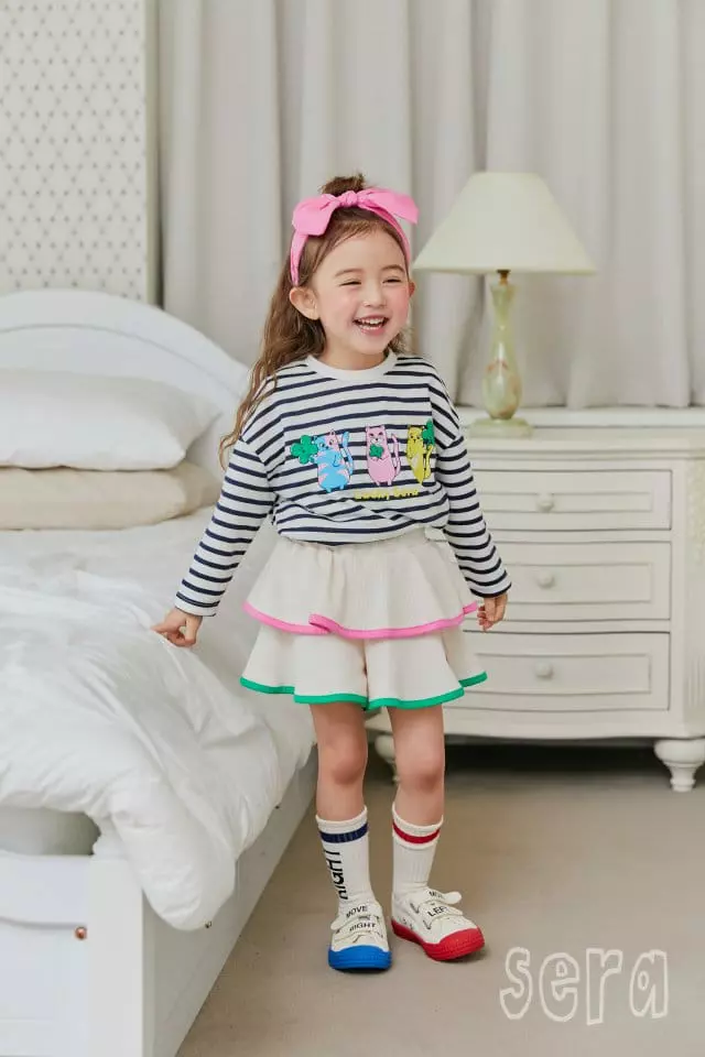 Sera - Korean Children Fashion - #discoveringself - Kitty Stripes Tee - 2