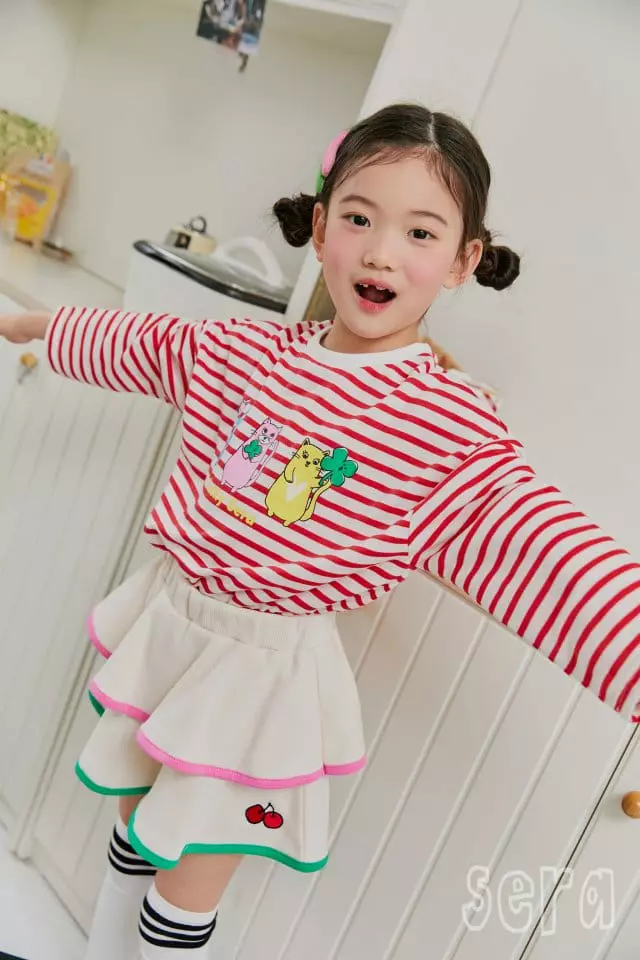 Sera - Korean Children Fashion - #littlefashionista - Kitty Stripes Tee - 8