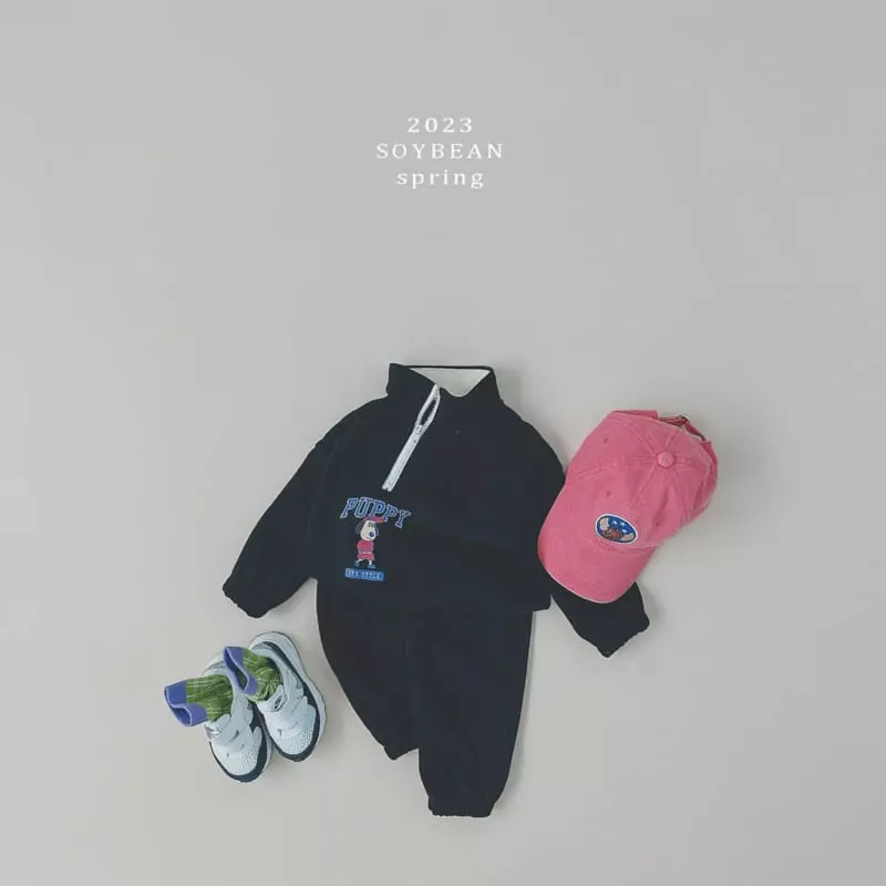Soybean - Korean Children Fashion - #Kfashion4kids - Puppy Half Zip-up Set - 2