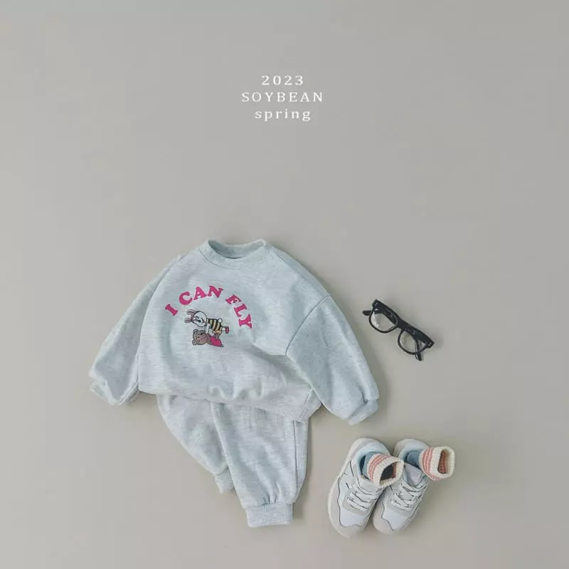 Soybean - Korean Children Fashion - #childofig - I Can Fly Top Bottom Set - 3