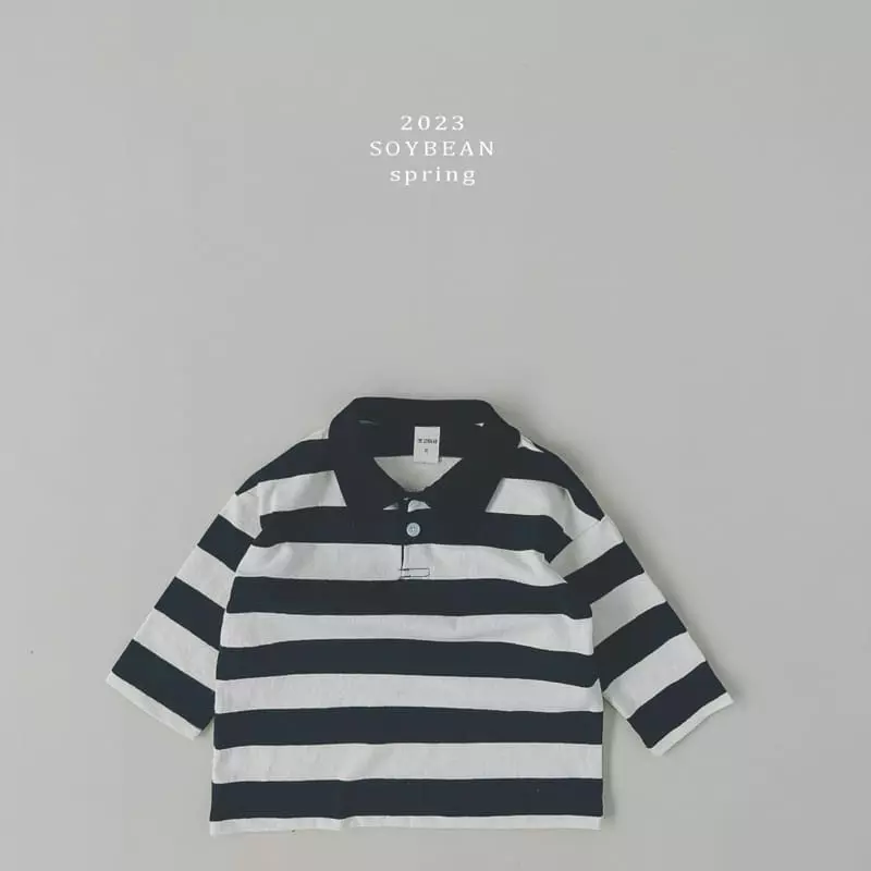Soybean - Korean Children Fashion - #childrensboutique - Collar Stripes Tee - 7