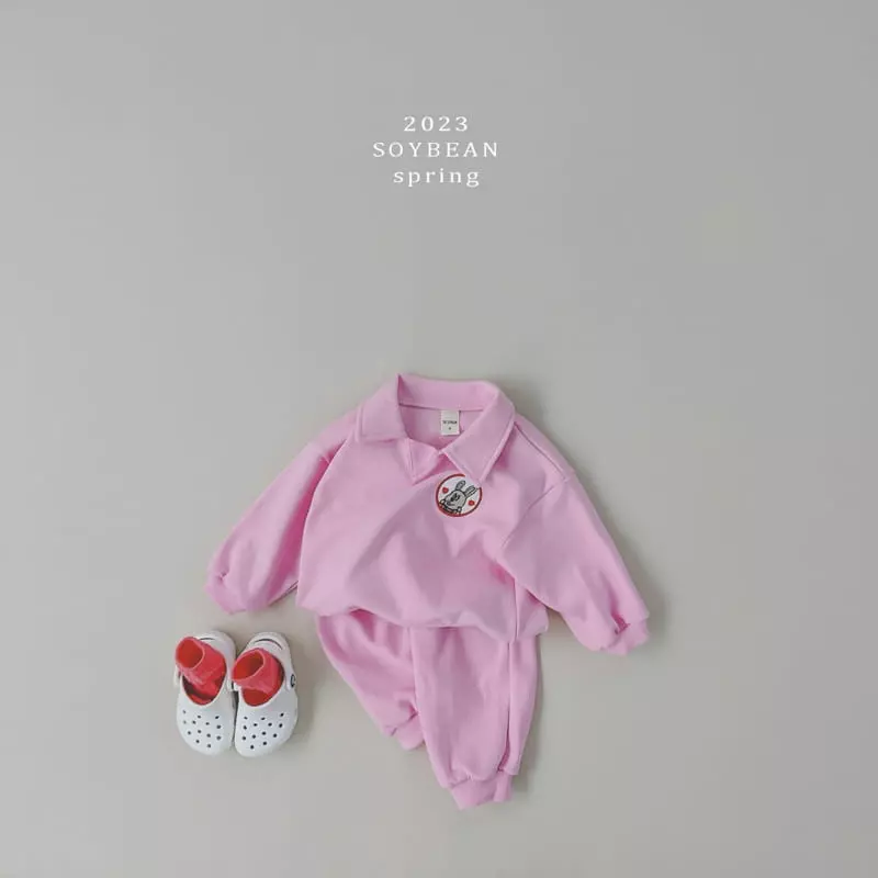 Soybean - Korean Children Fashion - #designkidswear - Zoo Friends Collar Top Bottom Set - 5