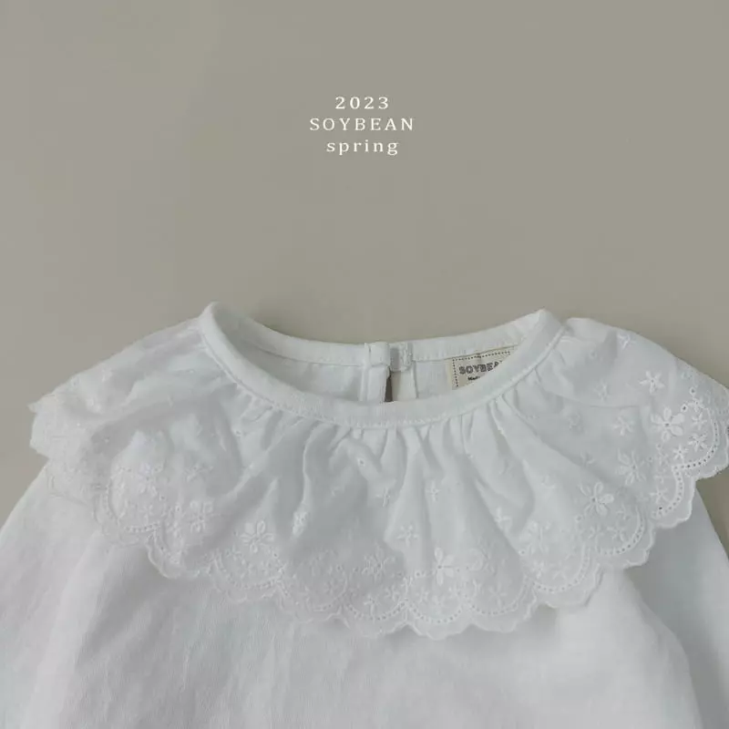 Soybean - Korean Children Fashion - #kidsshorts - Frill Collar Tee - 7