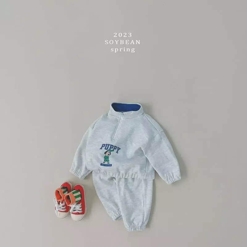 Soybean - Korean Children Fashion - #kidzfashiontrend - Puppy Half Zip-up Set