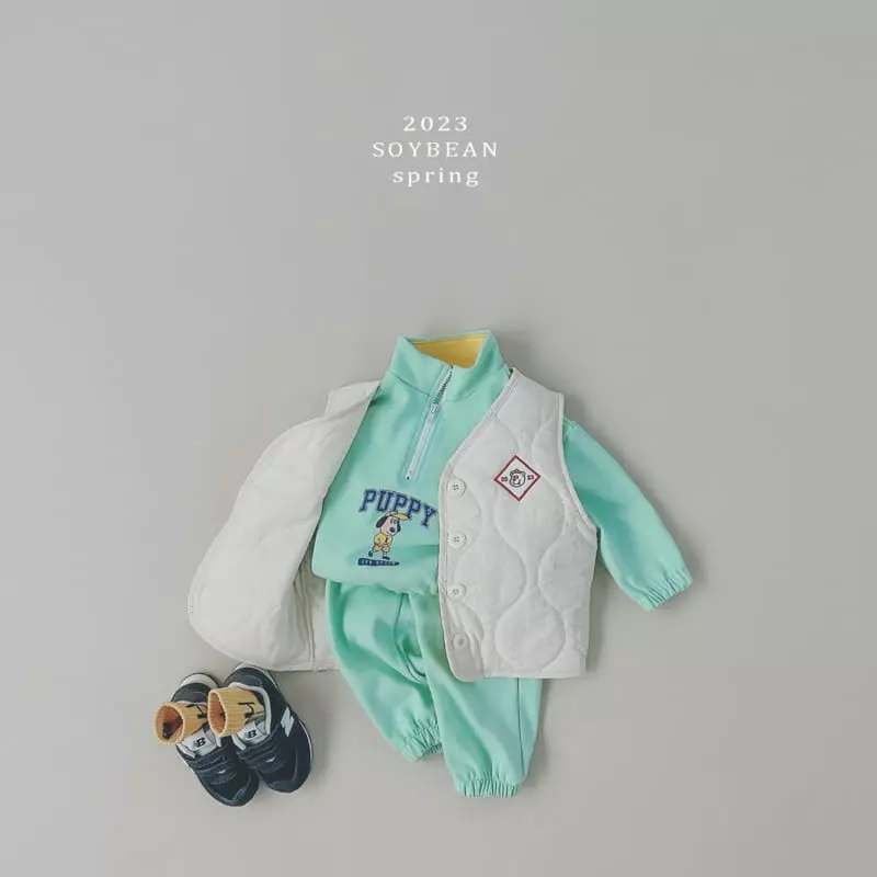 Soybean - Korean Children Fashion - #littlefashionista - Puppy Half Zip-up Set - 3