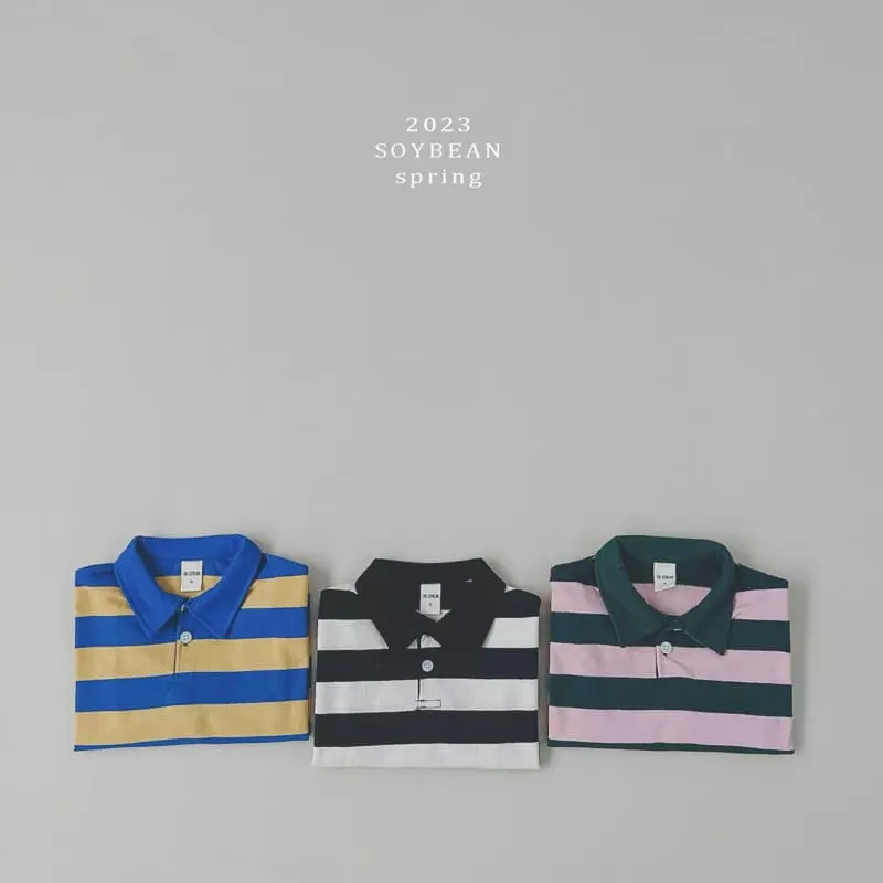 Soybean - Korean Children Fashion - #minifashionista - Collar Stripes Tee